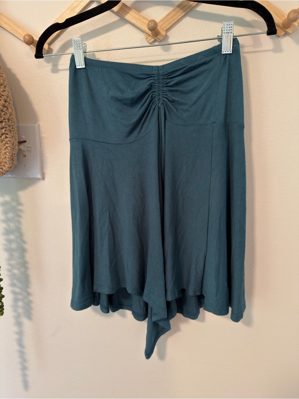 EARTHBOUND Teal Blue Ruched Waist Crop Top